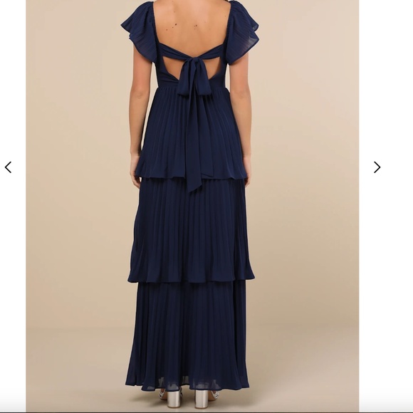 Lulu's Notorious Charm Navy Blue Flutter Sleeve Maxi Dress - Picture 2 of 5